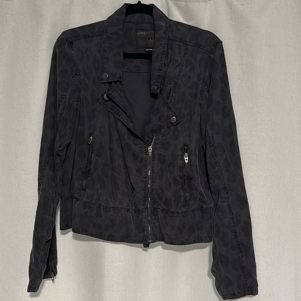 Biker jacket black leopard print